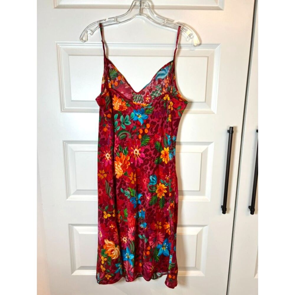 Johnny Was 100% Silk Floral Slip Brooklyn Dress Red Multicolor Medium - Picture 3 of 8